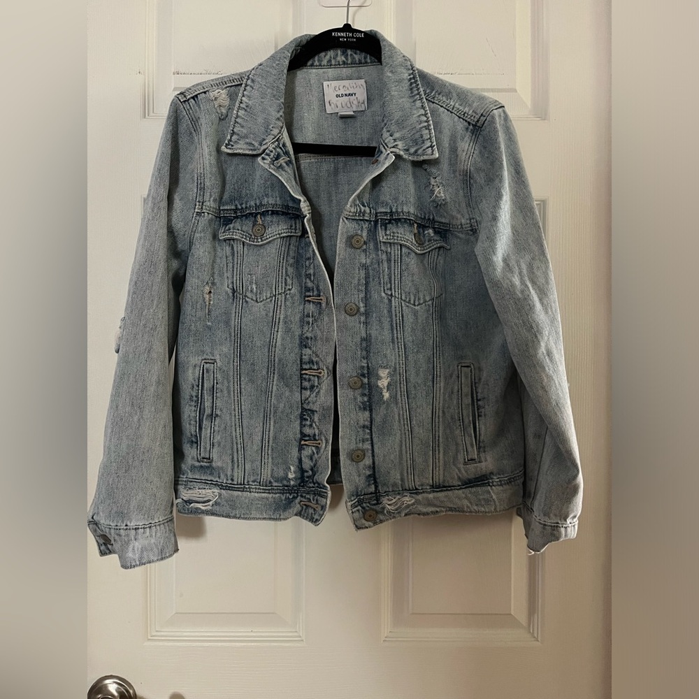 Old Navy Light Blue Distressed Denim Jacket
